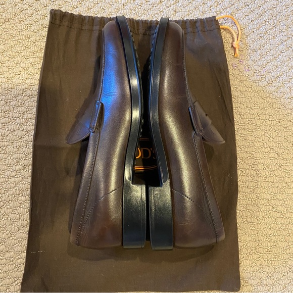 Tod's Classic Leather Penny Loafers Men's Dark Brown Slip-on UK7/US8 - Picture 6 of 10